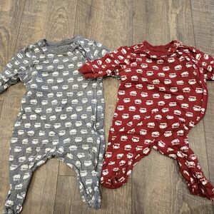 Roots Kids Sheep Print Footies - Gray and Red